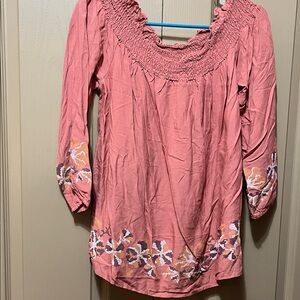 Women's Pink Smocked Top